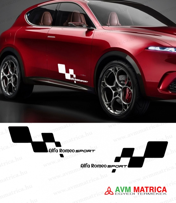 Alfa romeo sport kockás zászlóval matrica Alfa romeo sport kockás zászlóval matrica