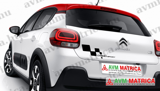 Citroen sport kockás zászlóval matrica Citroen sport kockás zászlóval matrica