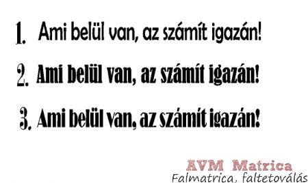 Ami belül van, az számít igazán! autó matrica