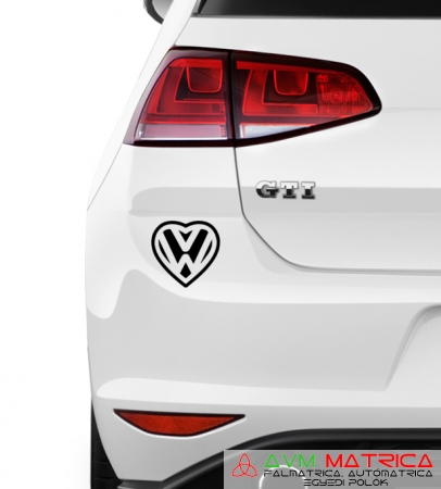 Volkswagen logó szívben autómatrica Volkswagen logó szívben autómatrica