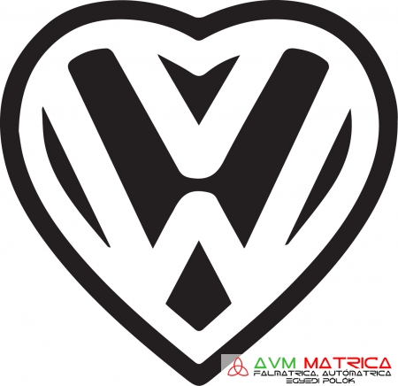 Volkswagen logó szívben autómatrica