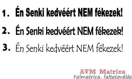 Én Senki kedvéért NEM fékezek! autó matrica